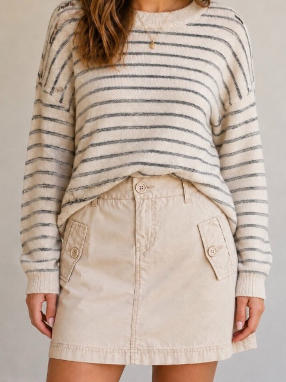 Gap women's cargo skirt mini Sz 6 cream casual fall sporty